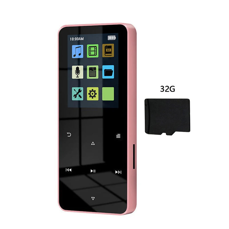 1.8 Inch 32GB/16GB/8GB Full Touch Screen MP4 Video Player BT 5.0 TFT MP3 Radio Player with E-book Recording Built-in Speaker