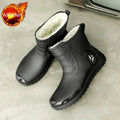 Men's New Short Rain Boots with Elastic Cuff Waterproof Non-Slip Soft Sole Work Rubber Shoes