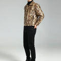 Nerazzurri Autumn Short Handsome Cool Colorful Snakeskin Print Pu Leather Jacket Men Luxury European Style Clothes 2023 EU Size