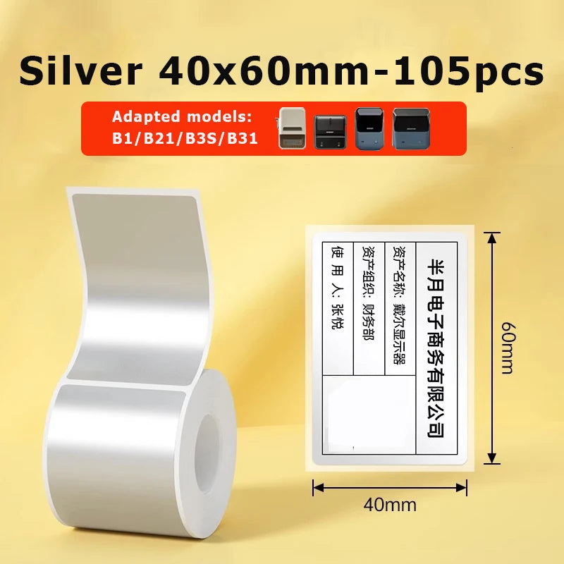 Niimbot B21/B1/B31/B203/B3S Matte Silver Thermal Label Sticker Paper Clothing Tag Commodity Price Food Self-Adhesive