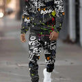 The new men's hoodie set for Spring and Autumn features a casual fashionable and comfortable 3D graffiti pattern | SAMAG