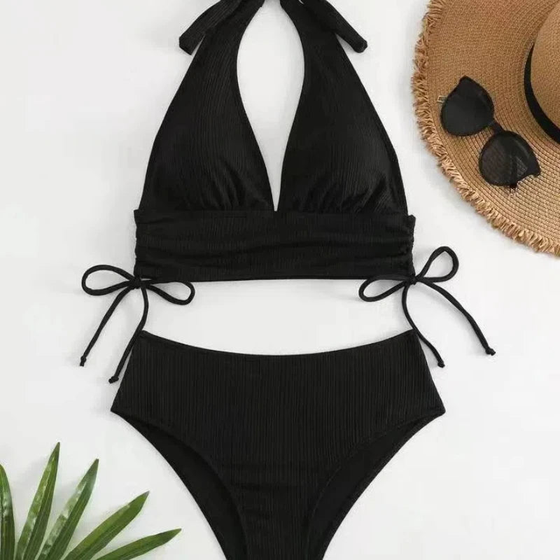 Summer Women's Bikini Set Solid Color Halter Neck | SAMAG