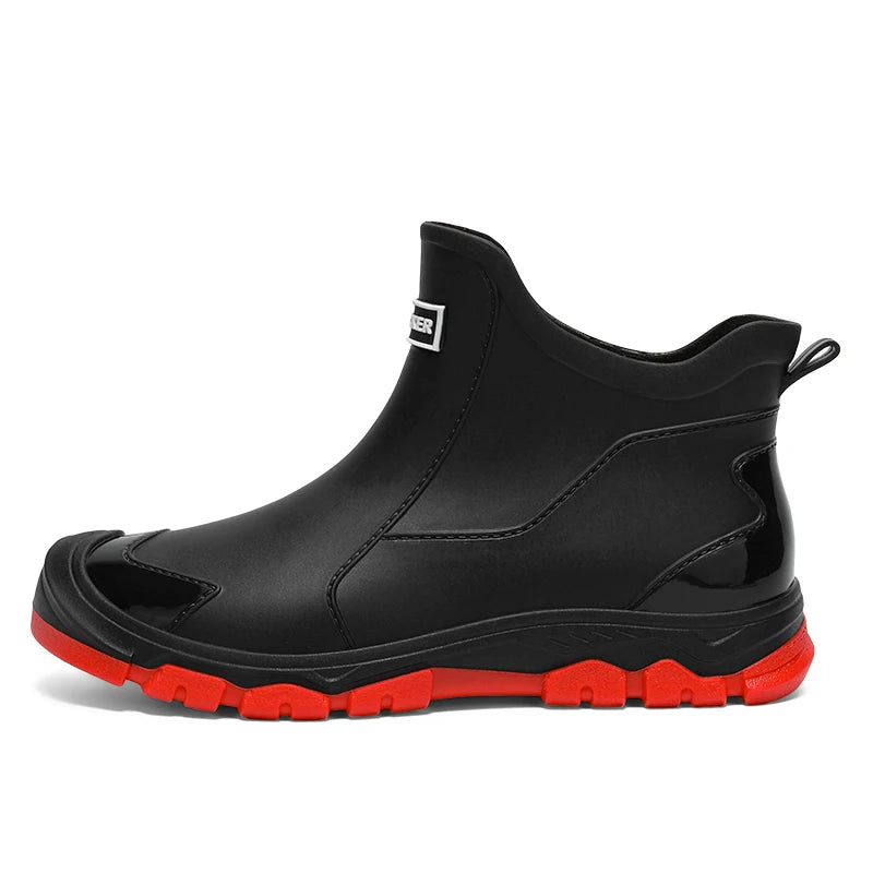 Men's Ankle Rain Boots Outdoor Waterproof  Men Rain Shoes Anti-Slip Wear-resistant Men Kitchen Water Shoes Fishing Rubber Shoes