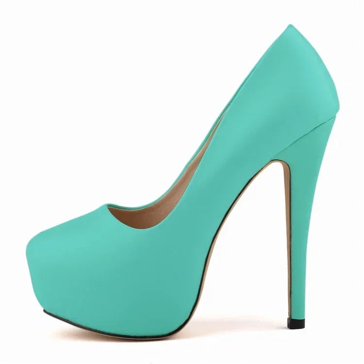 2026 Women Pumps Sexy Round Toes High Heels Fashion Super 14cm Platform Casual Thin Womens Party Red Wedding Shoes Large Size