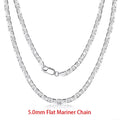 Rinntin 925 Sterling Silver Italian 2.6/3.7/5.0mm Flat Mariner Chain Necklace for Women Men Fashion Neck Chain Jewelry SC78