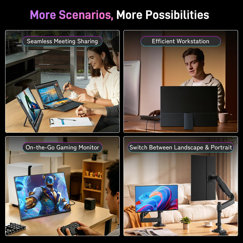 WonTim 16.0" 4K OLED Screen Portable Monitor 100% DCI-P3 Display 1MS Eye Care PC 120hz For Laptop Mac NUC Mini PC VESA LS Stand