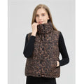 Leopard Women's Autumn Winter Sleeveless Parkas Jacket 2025 Woman Mandarin Collar Cotton Padded Vest Korean Style Waistcoat