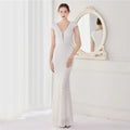 DEERVEADO Elegant V Neck Mermaid Evening Dress Long | SAMAG