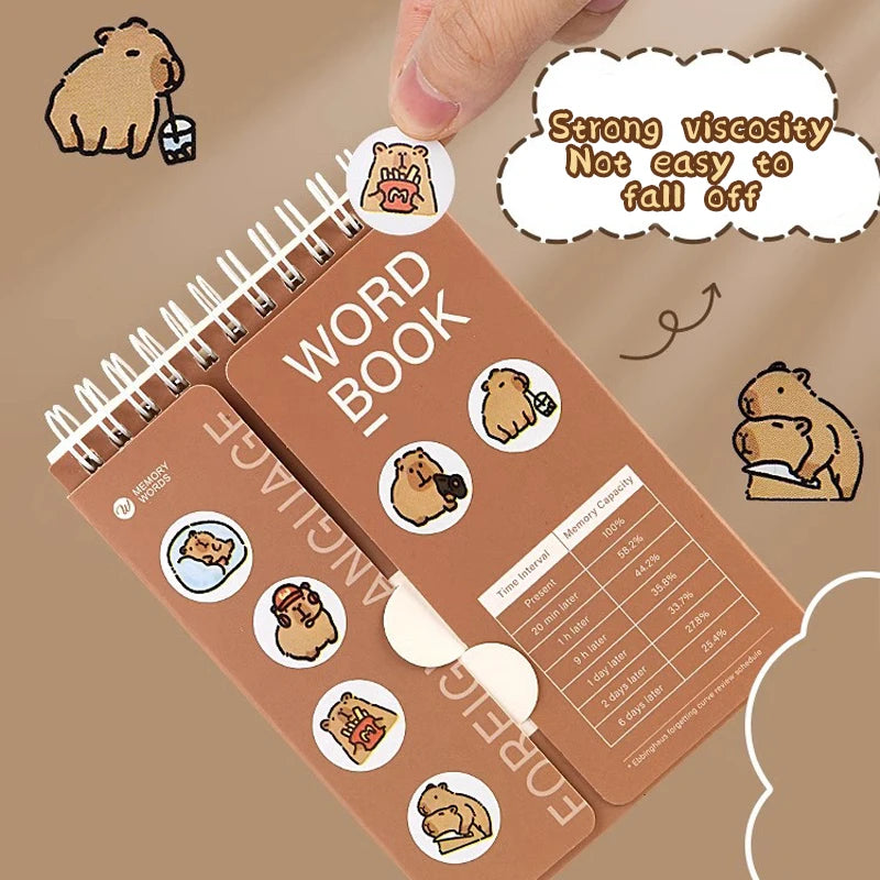 600PCS Cartoon Kapibala Q-Version Roll Stickers Aesthetics DIY Decorative School Supplies Stationery Notebook Decals Toys Gift