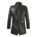 Autumn And Winter New Men's Medium And Long Leather Jacket Stand-up Collar Piled Thickened PU Leather Jacket