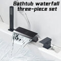 Waterfall split bath faucet Hot and cold Water flow three-hole three-piece bathtub handle shower set faucet Diverter  Black