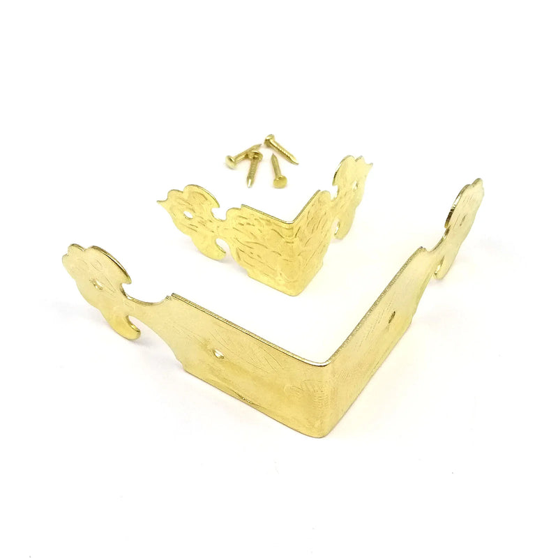 12pcs Decor Antique Brass Bronze Golden Jewelry Chest Wine Gift Box Wooden Case Table Desk Edge Cover Corner Protector with Nail