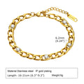 Women Stainless Steel Chain Bracelet, 18K Gold Plated Twist Paperclip Adjustable Link Chunky Stackable - Visuel 16 | SAMAG