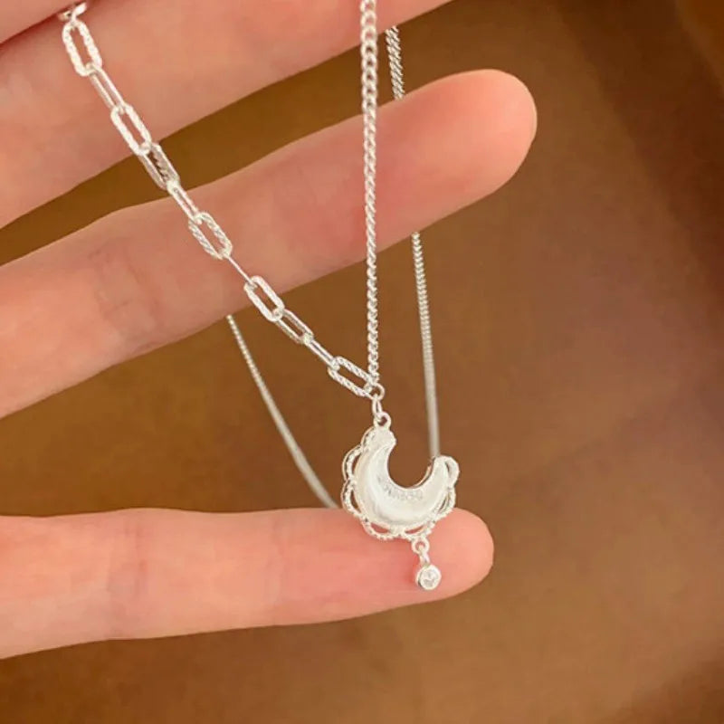VENTFILLE 925 Sterling Silver Bead Geometry Necklace for Women Girl Korean Design Versatile Choker - Visuel 21 | SAMAG
