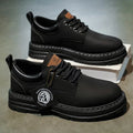 Men's Low-Top Solid Color Fashionable Business Casual Shoes, Non-Slip, Wear-Resistant, Textured Thick-Soled Casual Work Boots, Suitable for Daily Commuting, Walking, and Camping