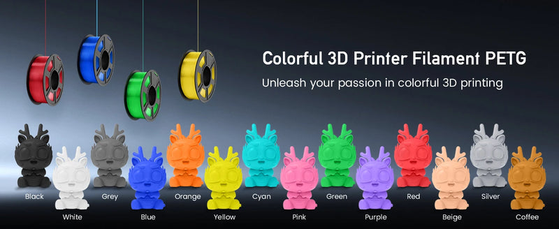 SUNLU PETG 3D Filament 1KG Biodegradable 1.75MM 10Rolls Bright Color Good Toughness Excellent Acid Alkali Weather Resistance