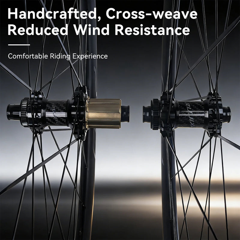 700C Road Disc Carbon Wheelset 32 37 46 50 60 75mm Tubeless Compatible Wheels Center Lock Or 6-blot Lock 6 Pawls 36T Ratchet