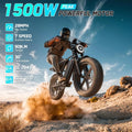 Full Suspension Fat Tire Electric Bike for Adults 1500W Peak Motor 60 Miles Range 48V 15Ah Removable Battery 7-Speed