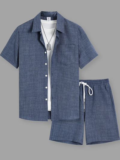 Summer Men's Cotton Linen Texture Lapel Short Sleeve | SAMAG