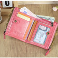 CONTACT'S Fashion Genuine Leather Women Wallet Bifold Card Holder Coin Purse Small Women's Purse Money Clip Men Pocket Wallets