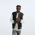 Men's Autumn Casual Baseball Collar PU Leather Jacket Contrasting Large Size Washed Leather Jacket Men's