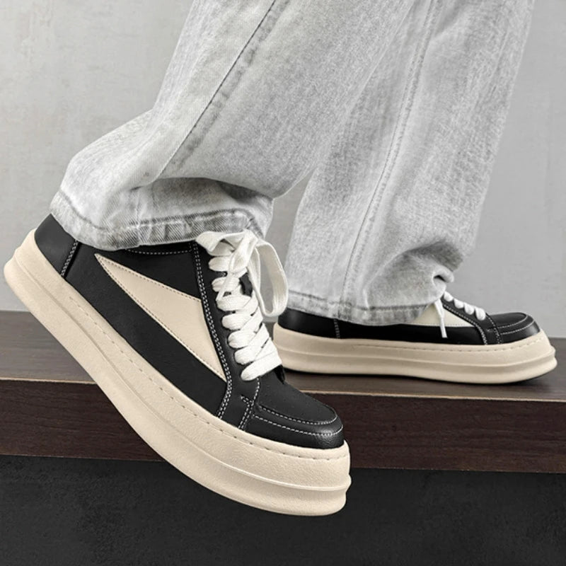 Street Style Black Casual Sneakers For Men Trend Designer Skateboard Shoes Men Trainers Comfortable Platform Men's Sports Shoes