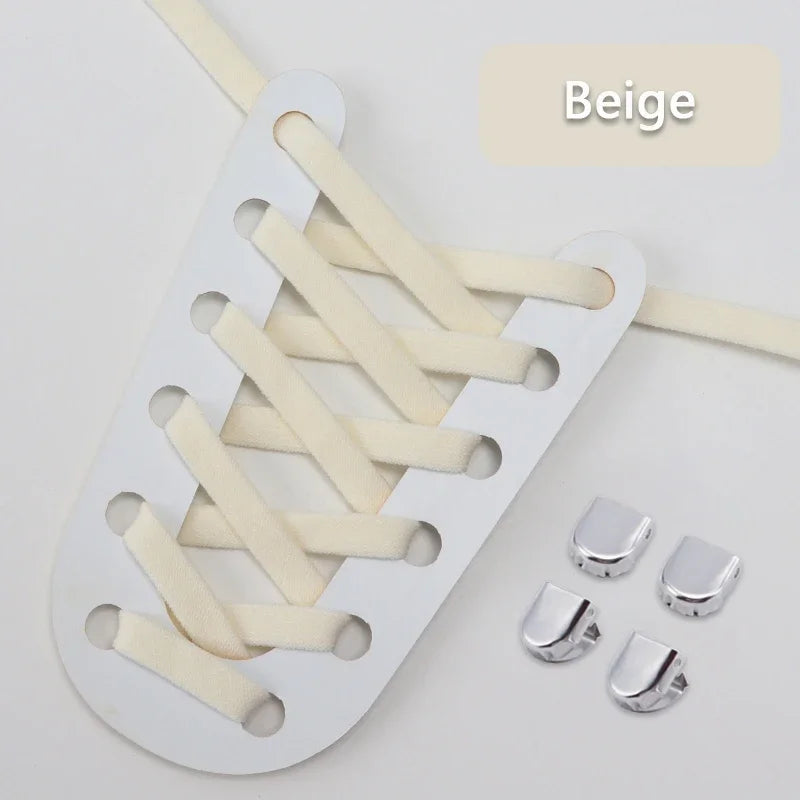 1Pair Elastic Laces Sneakers Tennis Flat Shoelaces No Tie Shoe Laces Without Ties Kids Adult 8mm Wide Shoelace Shoes Accessories