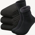 3Pairs Men's Thermal Lined Socks, Thick Soft Comfortable Sock For Cold Weather, Winter Hiking Boots, Black