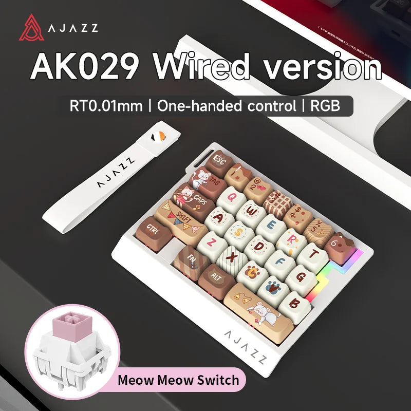 AJAZZ AK029 Wired One-Handed Gaming Keyboard HE Magnetic Switch 29 Key RGB 8000Hz Mini Mechanical Keyboard for E-sports PC Gamer