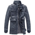 Men Fashion Warm Casual Vintage Faux Leather Jacket Coat Men Winter Brand New Long Thick Fleece Windproof Warm Leather Jacket