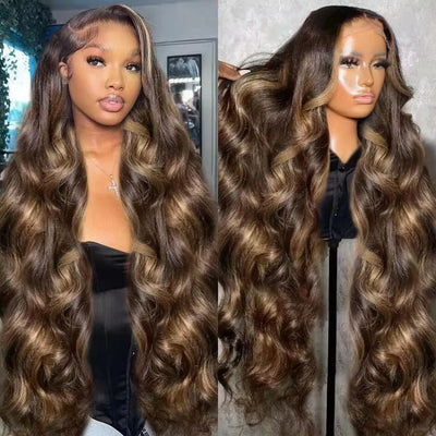 P4/27 Body Wave Highlight Lace Wigs Pre-plucked Human Hair 13X6 HD Lace Frontal Wigs 220 Density 13x4 Transparent Front Lace Wig
