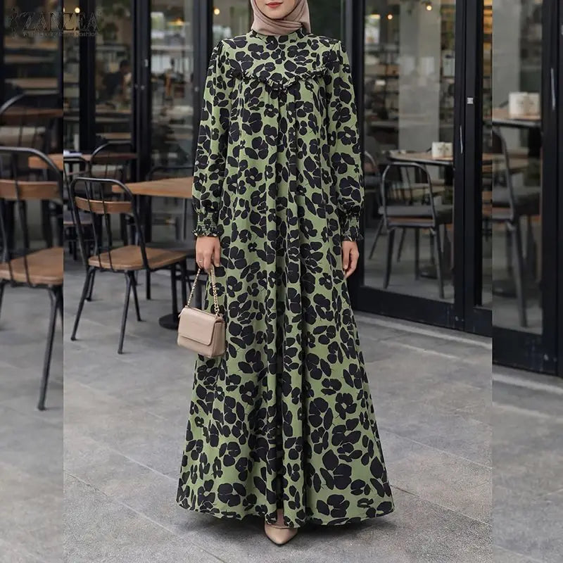 Women's Modest Fashion Muslim Long Dress Floral Print | SAMAG