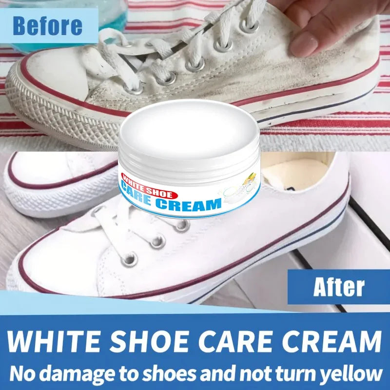 Fasilawei White Shoe Polish 100g (Sponge Brush) - Synthetic Leather Sneaker Color Restore & Care
