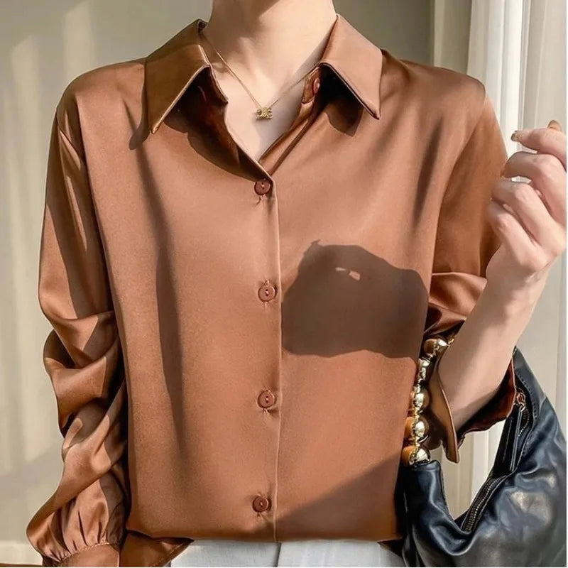 Fashion Loose Solid Color Turn - down Collar Simplicity - View 2 | SAMAG