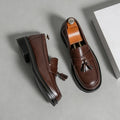 Men Square Toe Tassel Loafers Slip On Leather Dress Shoes Classic Business Formal Wedding Office Casual Non Slip Moccasins