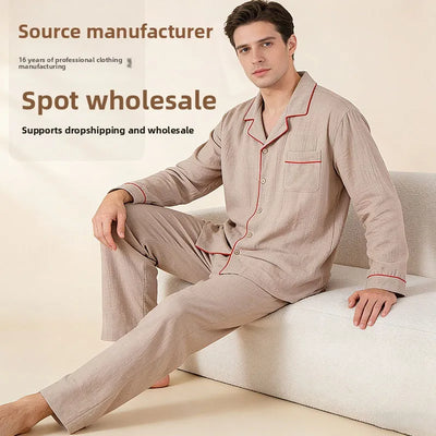 Sleepwear Summer Male Pajamas Set Man Pure Cotton Men's | SAMAG