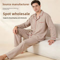 Sleepwear Summer Male Pajamas Set Man Pure Cotton Men's Pajama Set Long Sleeves Long Pants Home Wear Outside 2pcs Lounge