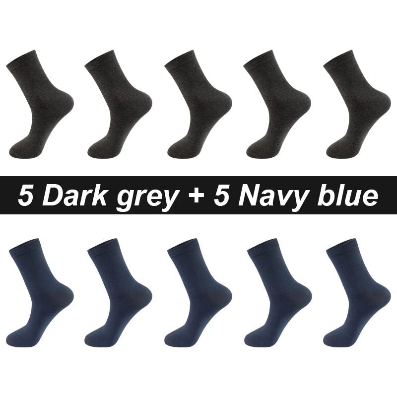 10Pairs/Lot Men Combed Cotton Socks Black Casual Business | SAMAG
