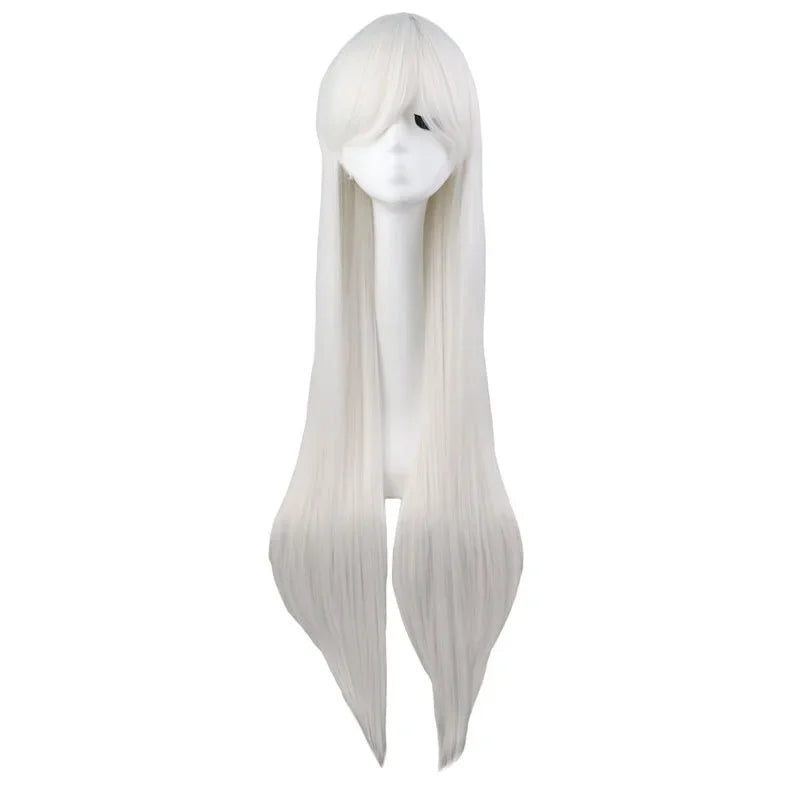 QQXCAIW Long Straight Cosplay Wig Black Purple Black Red Pink Blue Dark Brown 100 Cm Synthetic Hair Wigs