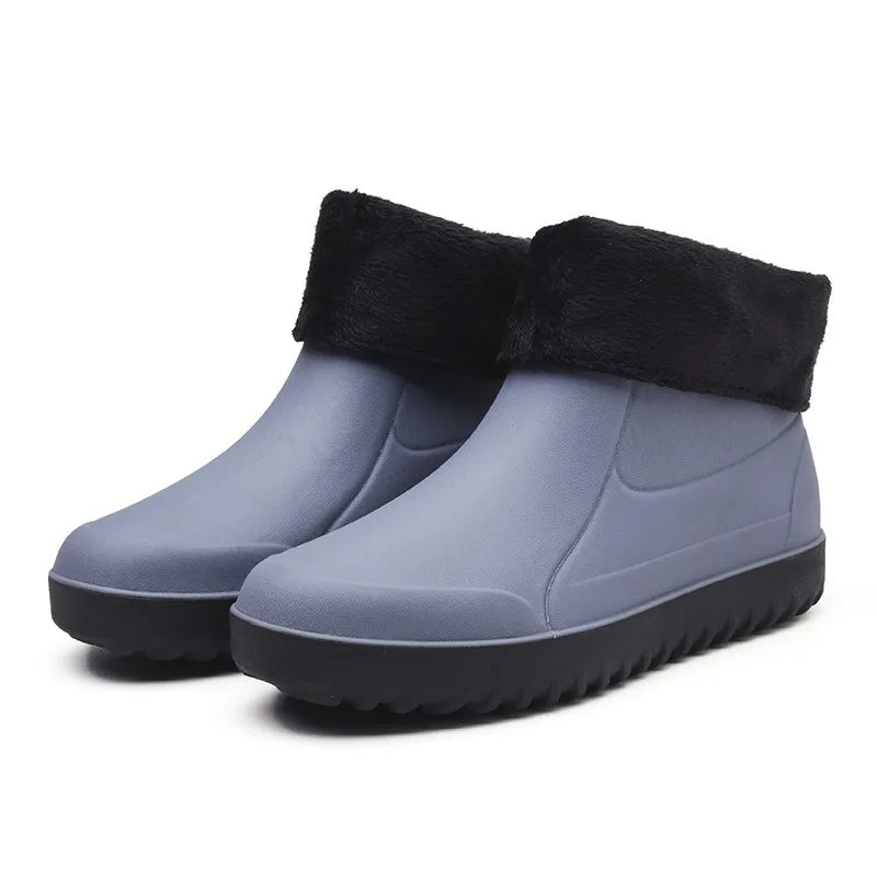 Men's Rain Boots Waterproof Rubber Shoes Outdoor Hiking Fishing Shoes PVC Kitchen Work Water Shoes Slip on Non-slip Ankle Boots