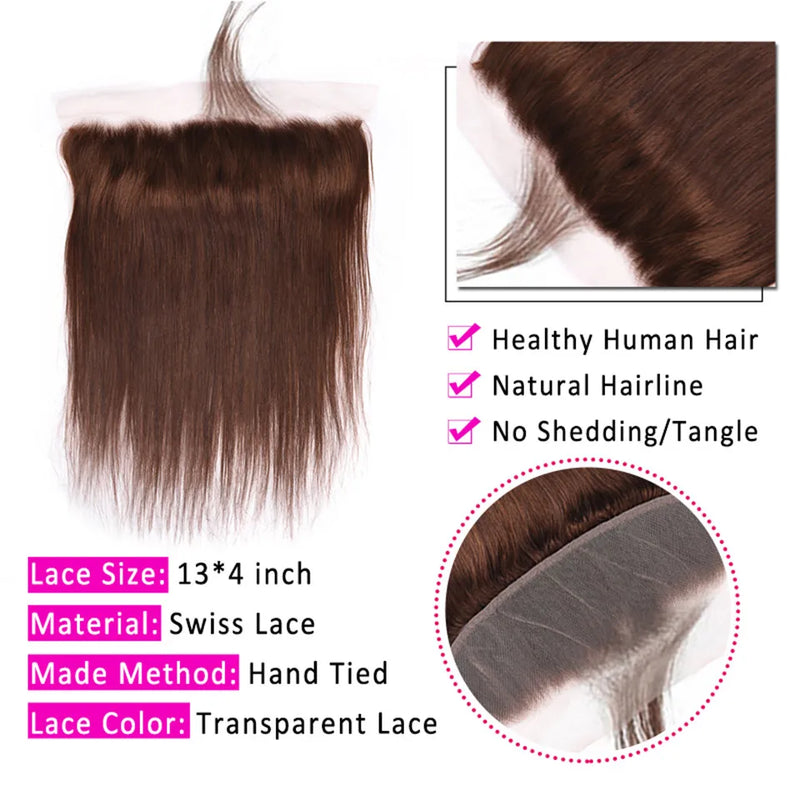 HairUGo Brazilian #4 Body Wave 13x4 Lace Frontal 13X4 Human Hair Lace Front Remy Brown Lace Frontal With Baby Hair Transparent