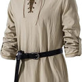Men Medieval Lace Up Linen Long Sleeve Tunic Viking | SAMAG