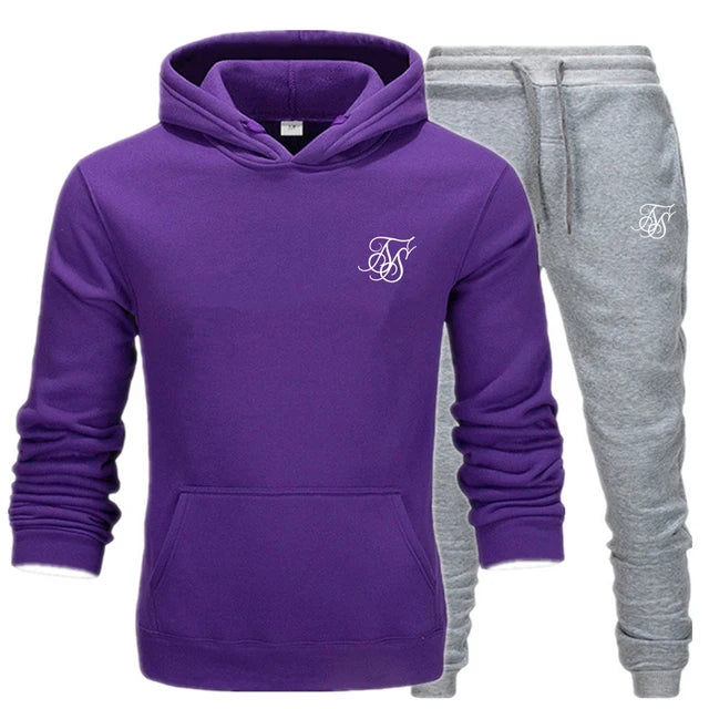 Sik silk Men Sets Fashion Autumn Spring Sporting Suit Sweatshirt Sweatpants Clothing 2 Pieces Slim Tracksuit - View 7 | SAMAG