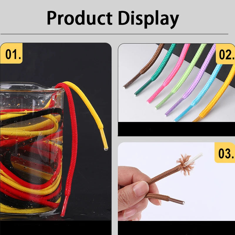 Classic Round ShoeLaces 20 Colours Durable Solid Shoelaces Sneakers Boots Shoelace rope 70cm/90cm/120cm/150cm 1Pair