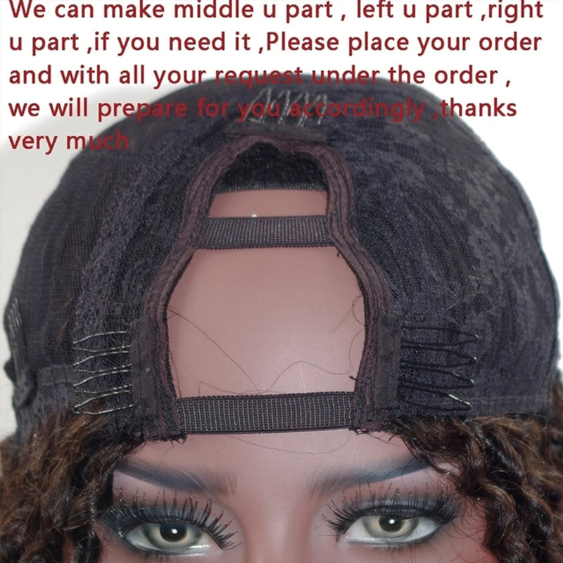 Highlight Human Hair Honey Brown1x4 Opening V Part Wigs with Clips Glueless 30Inches Dark Brown V Part Wigs for Women Easy Wear