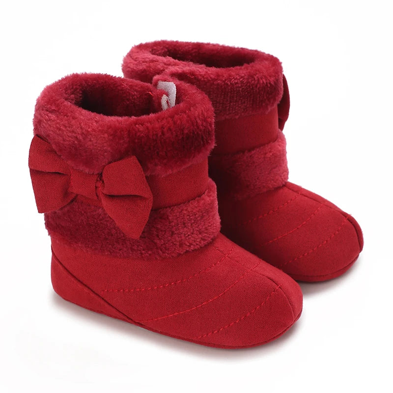 Winter Rubber Sole Baby Girls Boots Cute Bow Warm Plush - View 10 | SAMAG