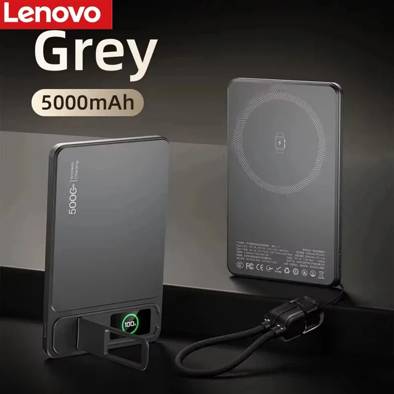 Lenovo 500000mAh Magnetic Power Bank Wireless Super Fast Charging External Battery for Magsafe Powerbank for iPhone 17/16/15/14