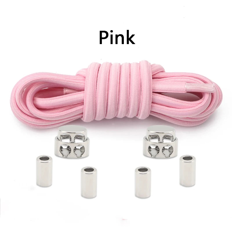 Oval Elastic Shoelace Metal Buckle Laces Unisex Quick-On/Off Shoelaces for Sneakers and Boots 1Pair/2Pair