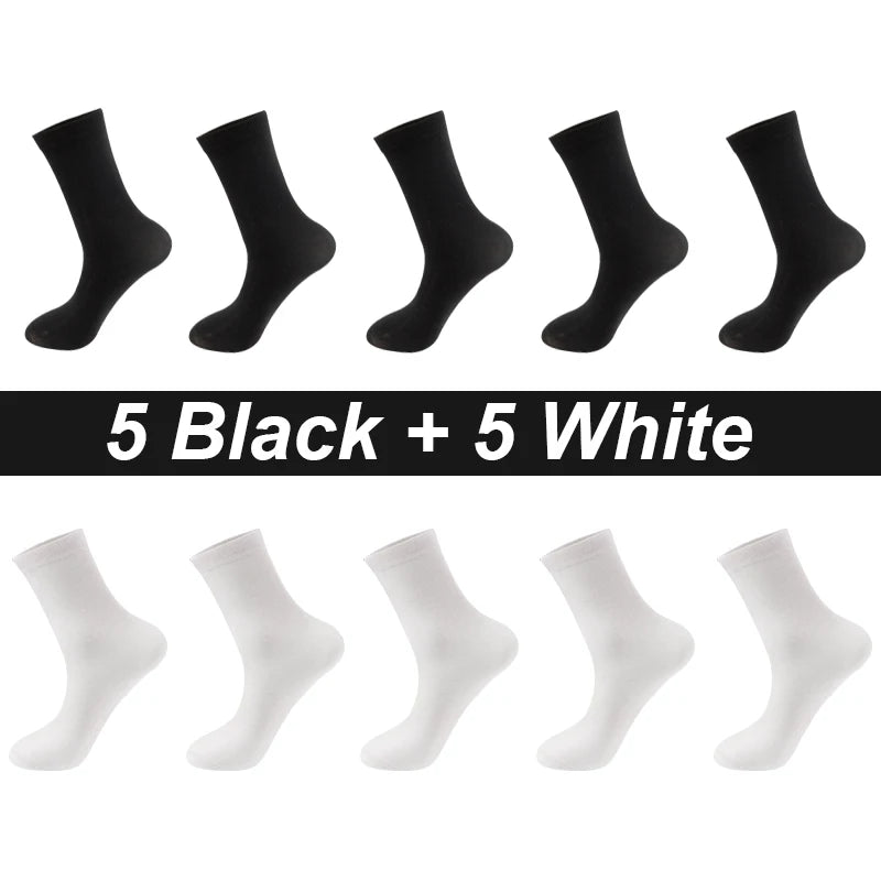 10Pairs/Lot Men Combed Cotton Socks Black Casual Business | SAMAG