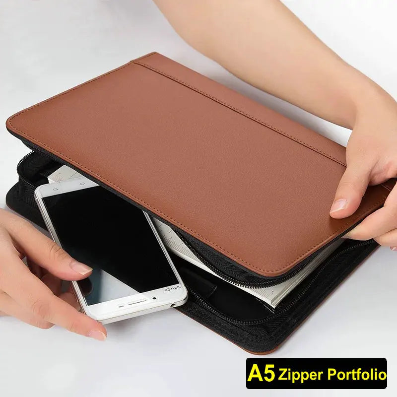 Multifunction Padfolio A5 Binder Notebook Zipper Portfolio With Calculator Personal Business Manager's Folder Office Supplies